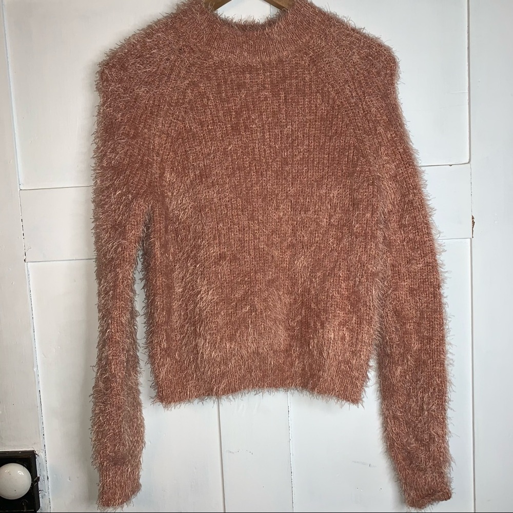 Pink Rose Furry Sweater
